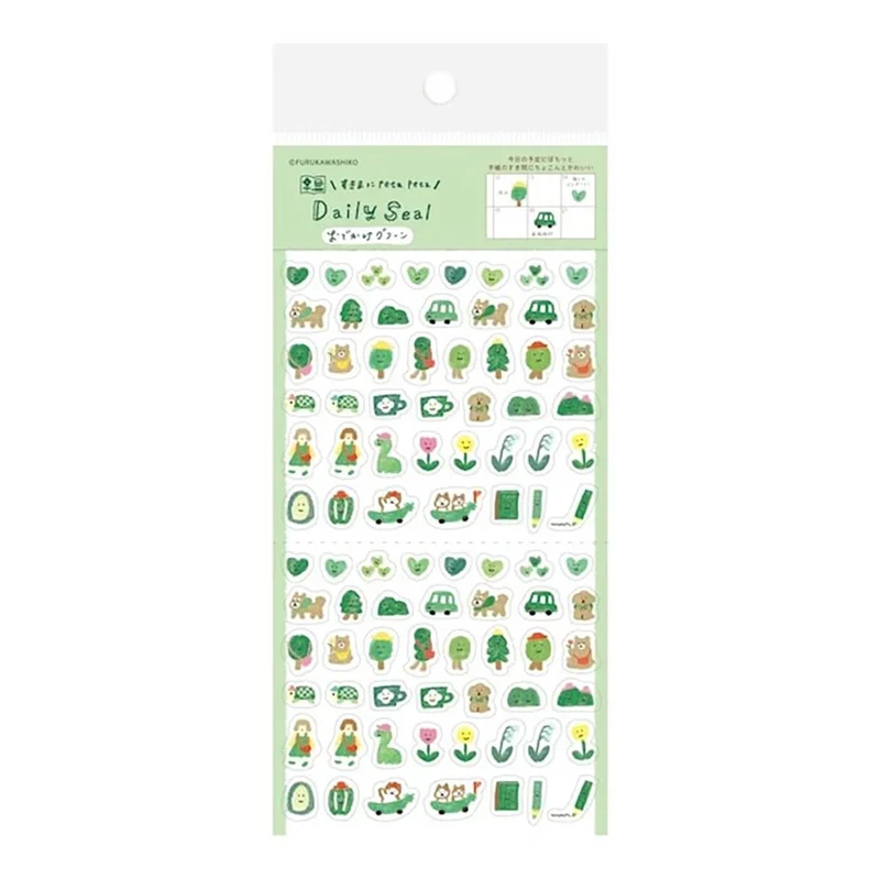 Shiko Watashi-Biyori Outing Green Daily Stickers by Furukawa Shiko