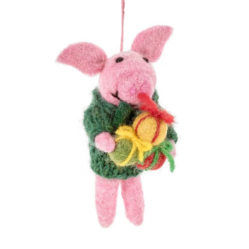Poppy The Pig Hanging Christmas Decoration by Felt So Good
