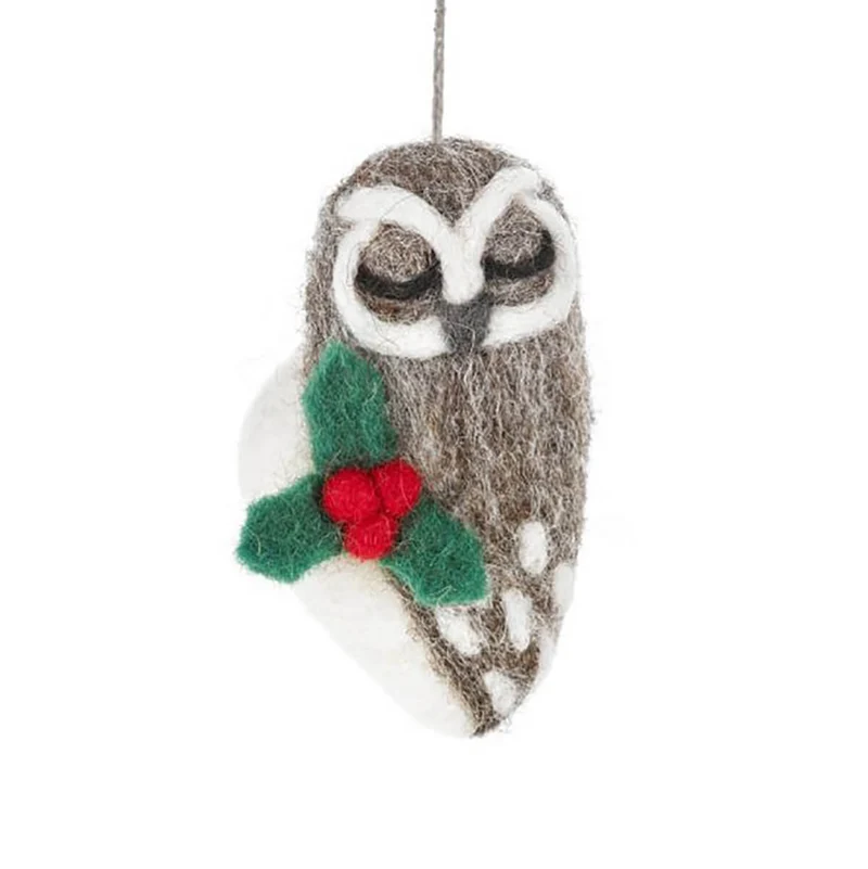 Carol The Christmas Owl Hanging Decoration by Felt So Good