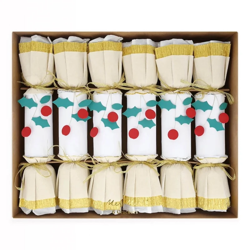 Holly Berry & Gold Crackers by Meri Meri