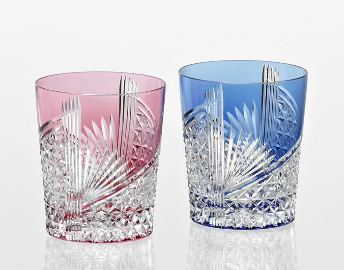 Kagami Kristall Edo Kiriko Glas Röd Blå TPS9852-2783-AB