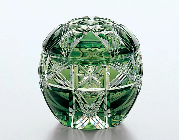 Kagami Crystal Edo Kiriko Ornament Grön EL103-1887-CGR