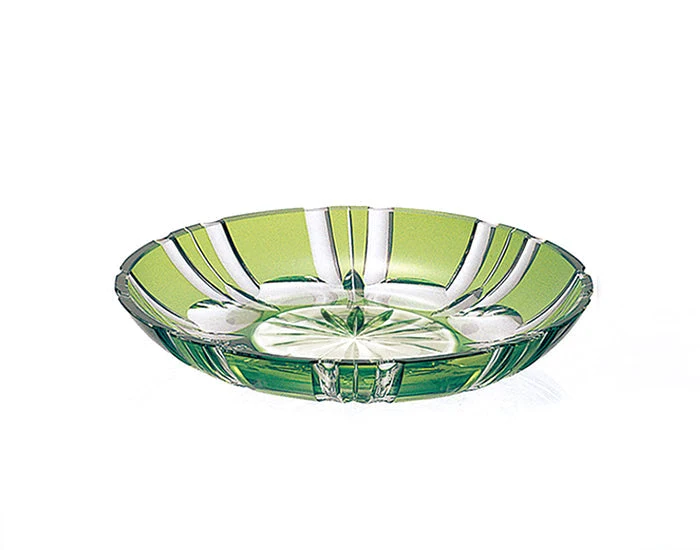Kagami Kristall Edo Kiriko Skål Grön M565-1908-CGR