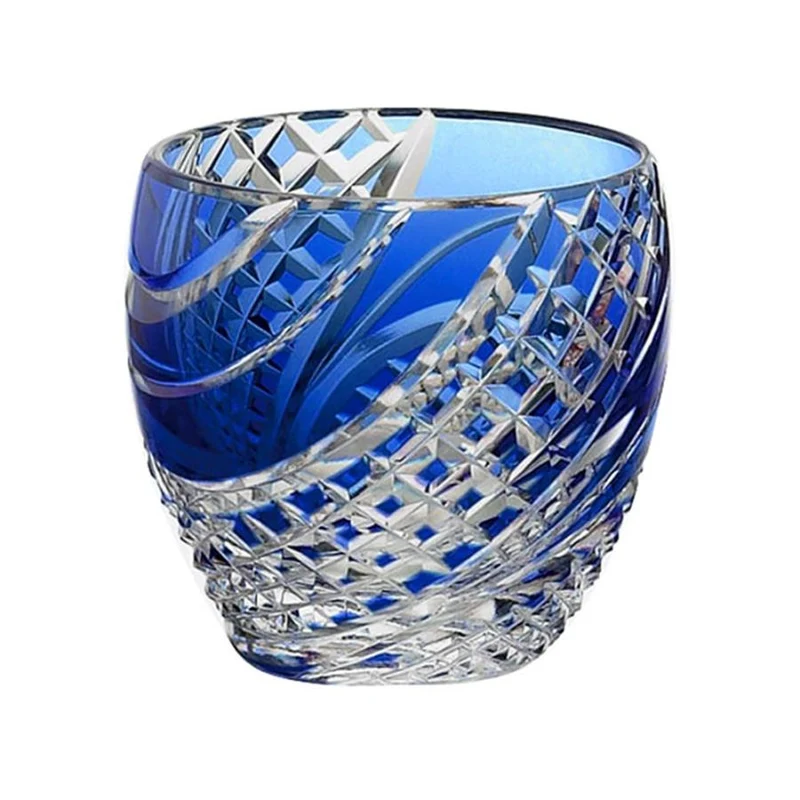 Kagami Kristall Edo Kiriko Glas Blå T535-2044-CCB