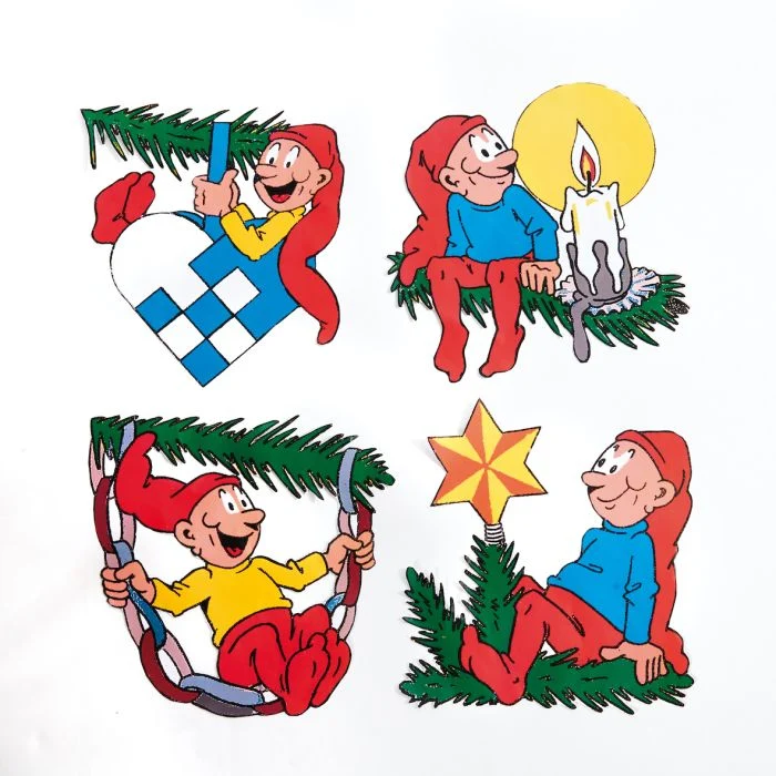 Bramming tomte i trä 40 cm med juldekoration
