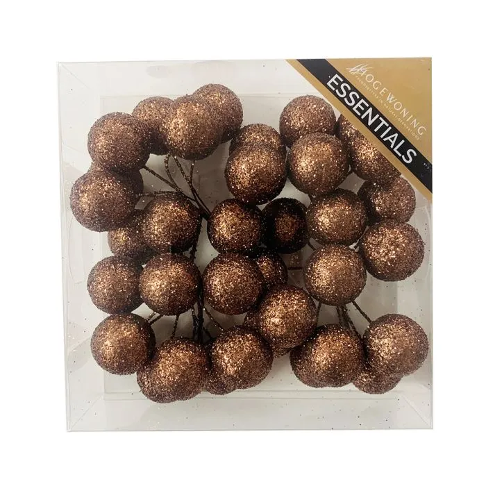 Glitterkulor på tråd bruna
