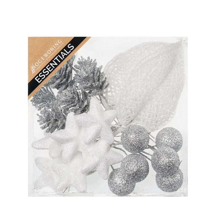 Dekorationsmix silver och vit