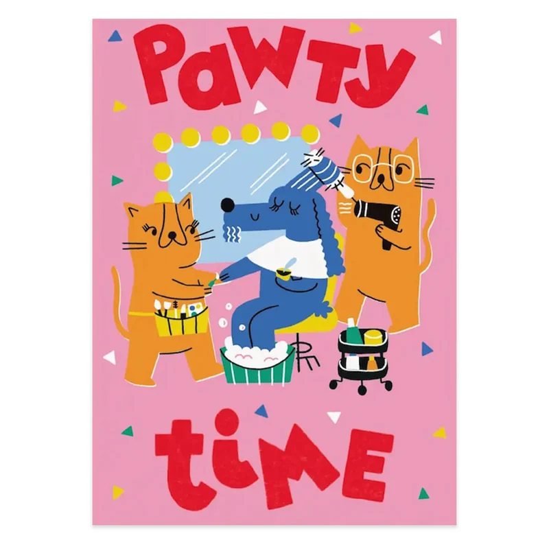 Pawty Time Birthday Greetings Card by Studio Boketto