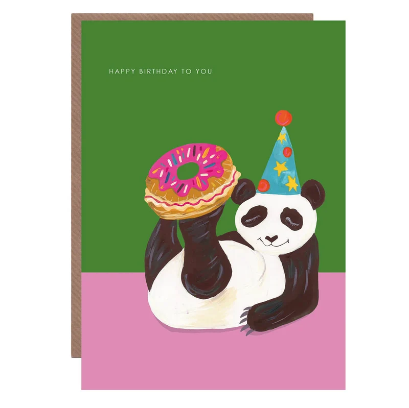 Panda & Donut Birthday Greetings Card by Hutch Cassidy