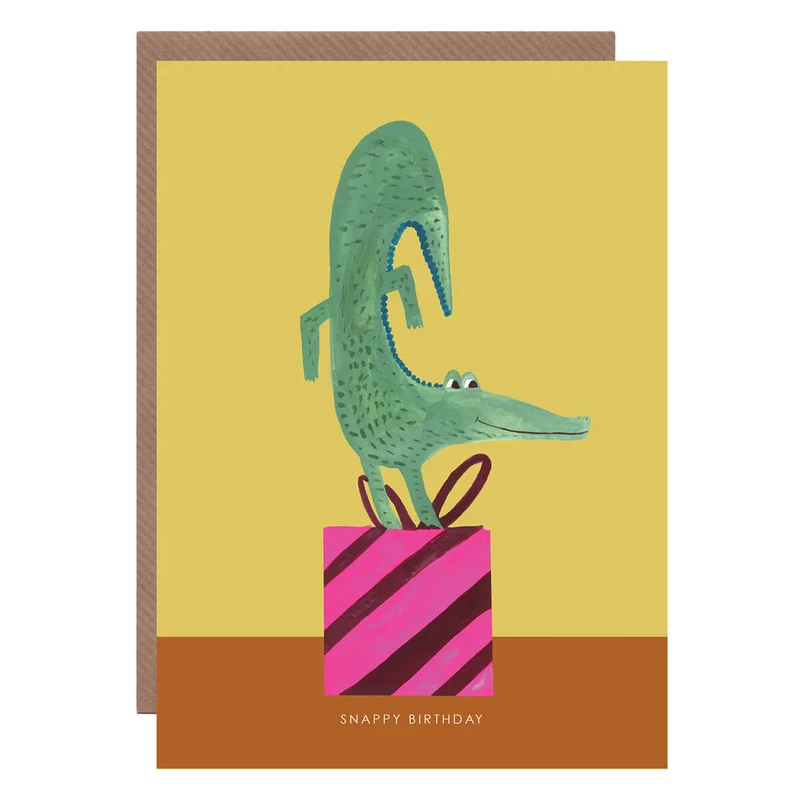 Dancing Croc On Present Birthday Greetings Card by Hutch Cassidy
