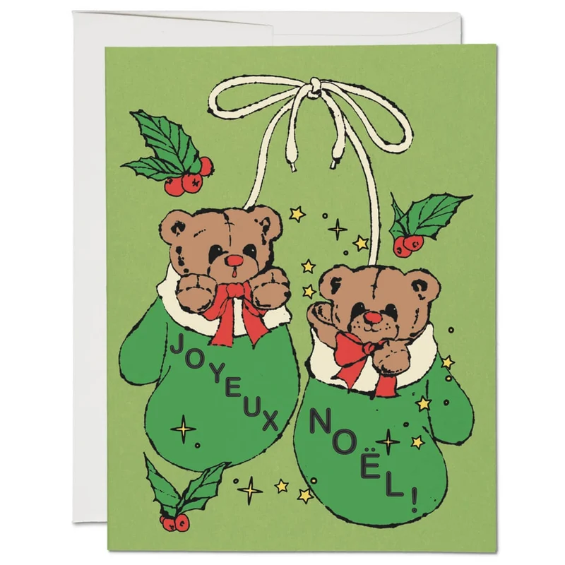 Mitten Bears Christmas Greetings Card by Red Cap Cards