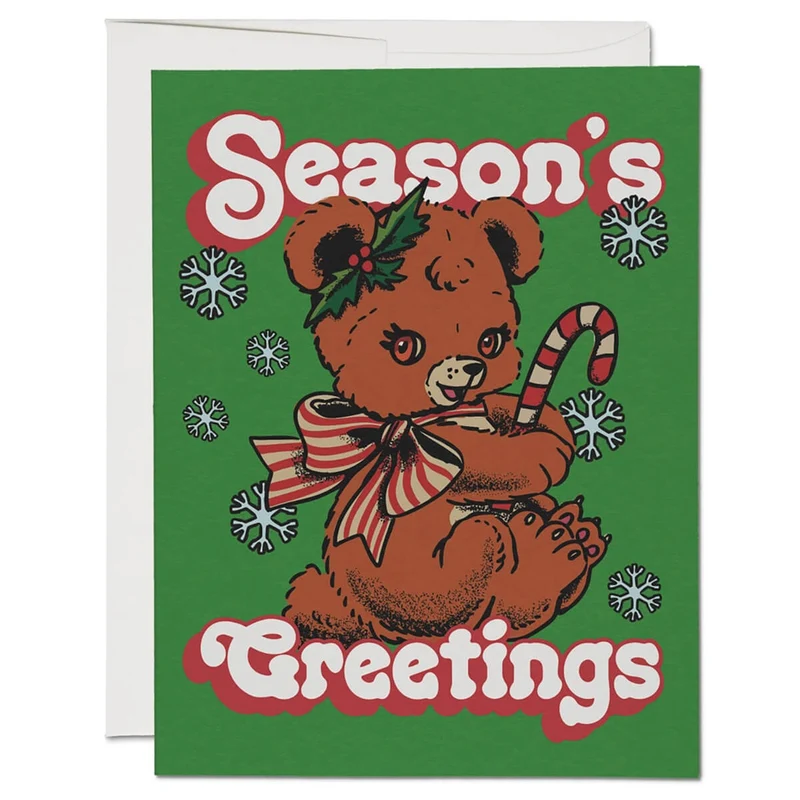 Christmas Teddy Bear Greetings Card by Red Cap Cards