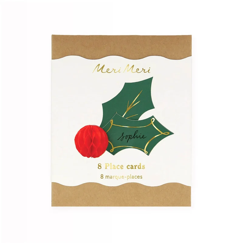 Holly Honeycomb Place Cards by Meri Meri