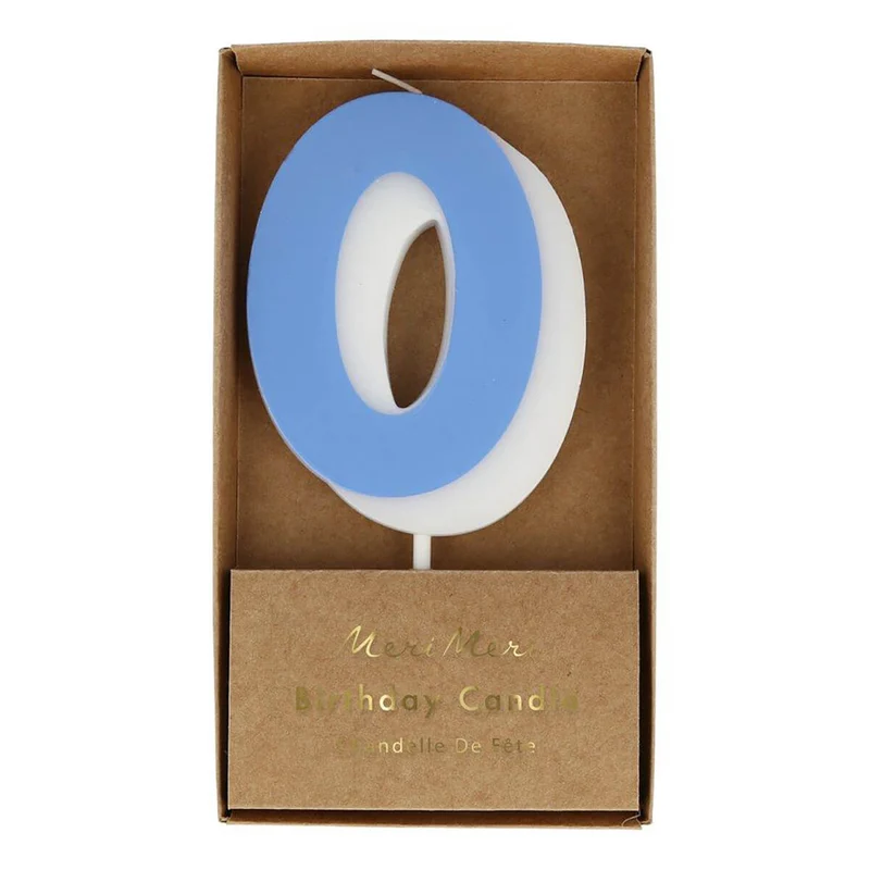Number 0 Candle in Blue by Meri Meri