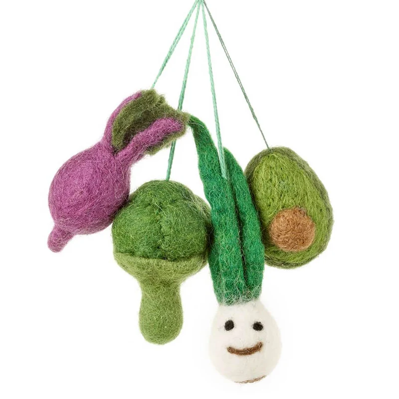 Glorious Greens Vegetables Hanging Decorations by Felt So Good