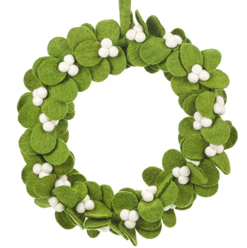 Large Mistletoe Wreath Christmas Decoration (30cm) by Felt So Good