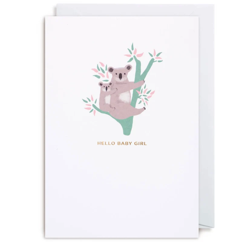 Hello Baby Girl Koalas Greetings Card by Naomi Wilkinson for Lagom Design