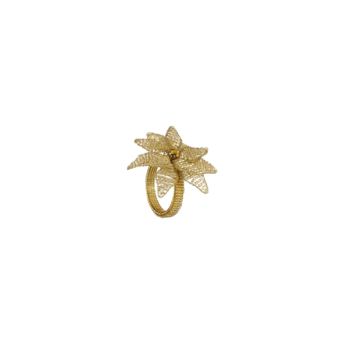 Servettring pärlblomma guldfärgad