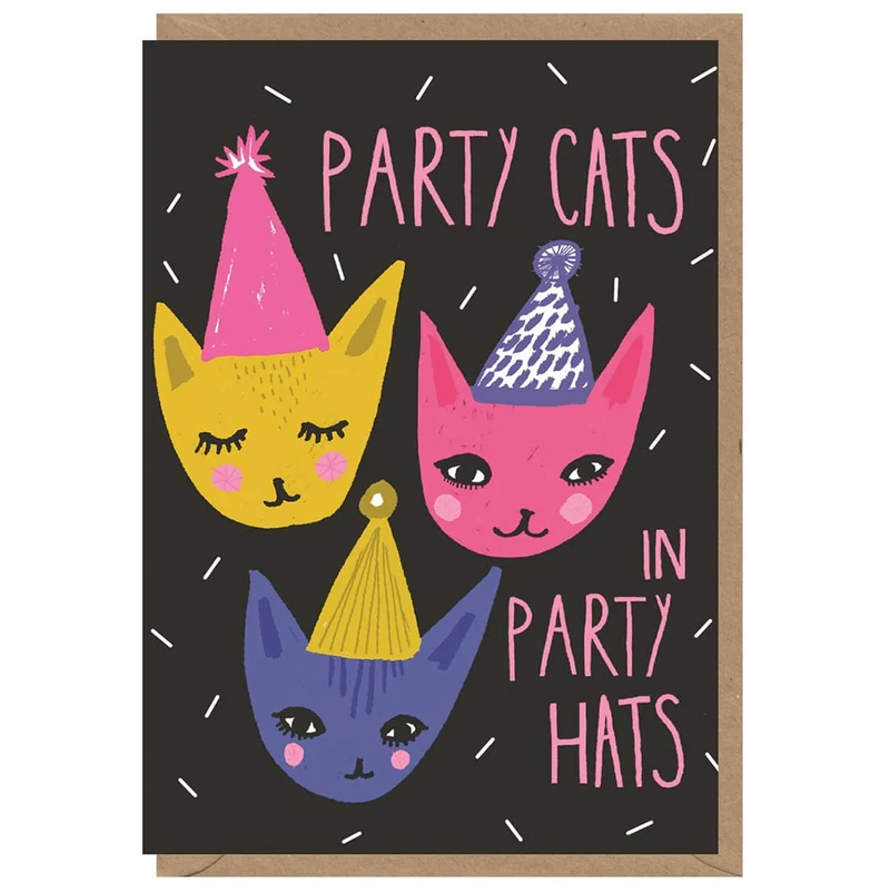 Party Cats Greetings Card by Amy Hodkin for Earlybird Designs