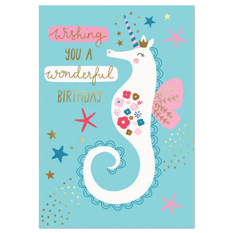 Seahorse Greetings Card by Mifkins