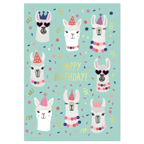 Party Llamas Greetings Card by Mifkins
