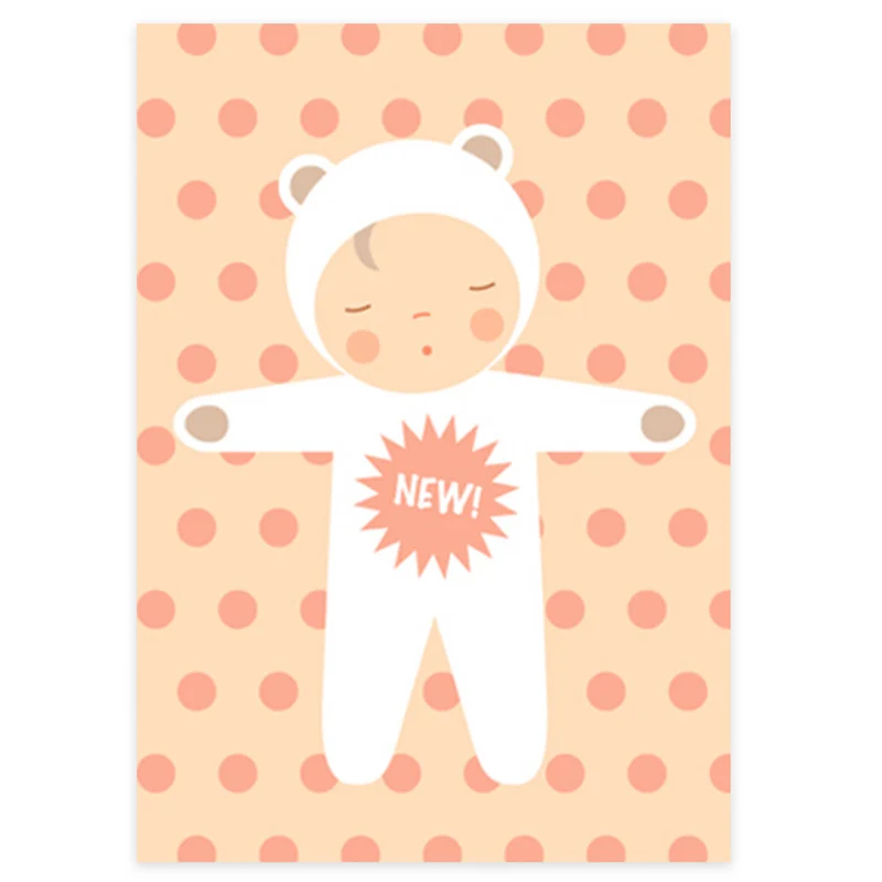 New Baby Greetings Card in Pink by Dicky Bird