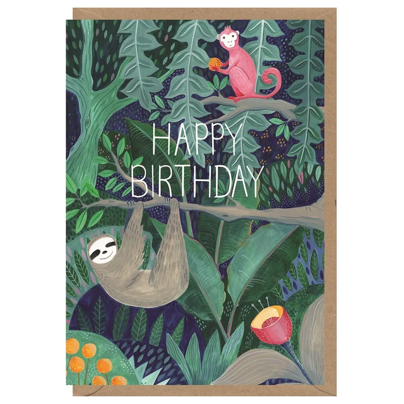 Birthday Sloth Greetings Card by Bex Parkin for Earlybird Designs