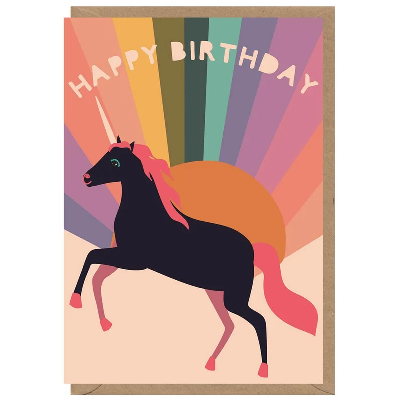Rainbow Unicorn Greetings Card by Elena Essex for Earlybird Designs