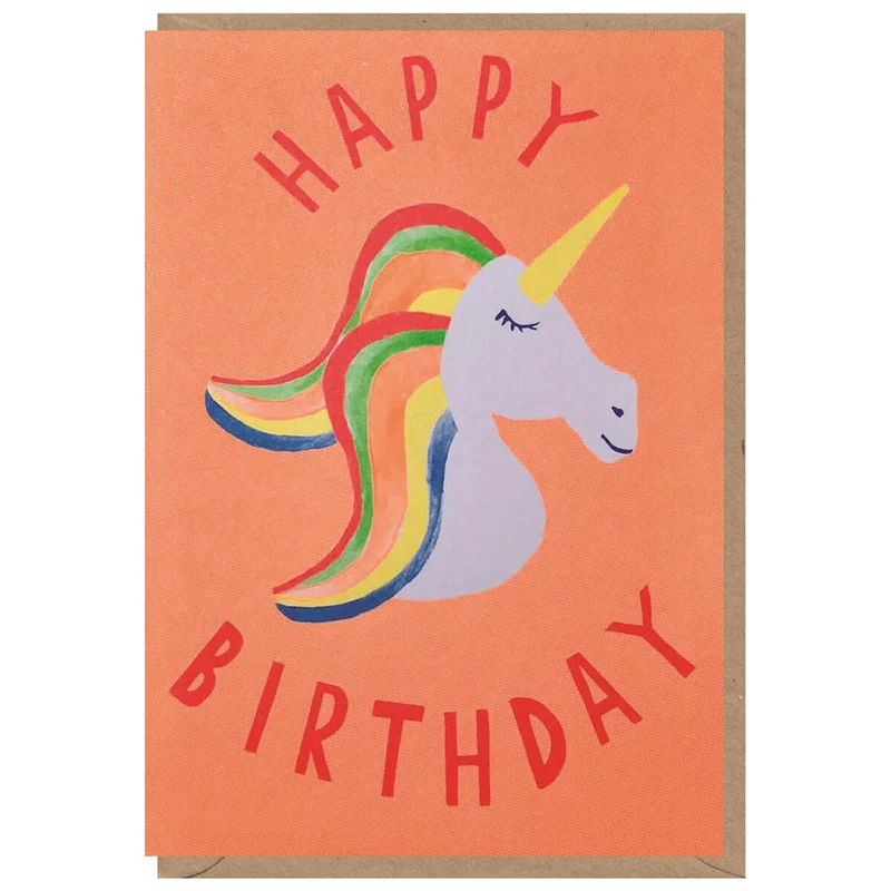 Neon Birthday Unicorn Greetings Card by Dominic Early for Earlybird Designs