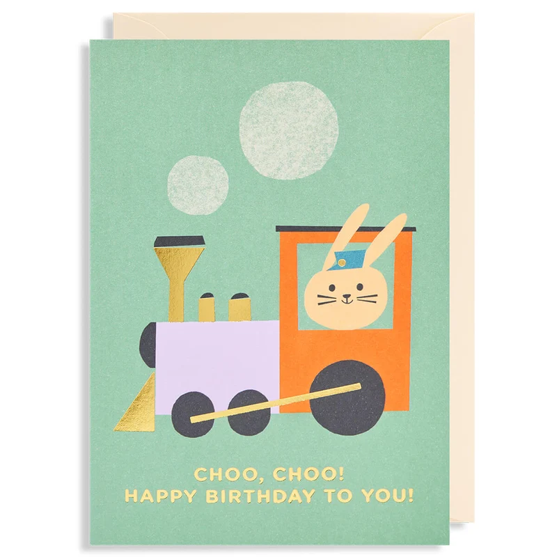 Choo, Choo! Happy Birthday To You Greetings Card by Ekaterina Trukan for Lagom Design