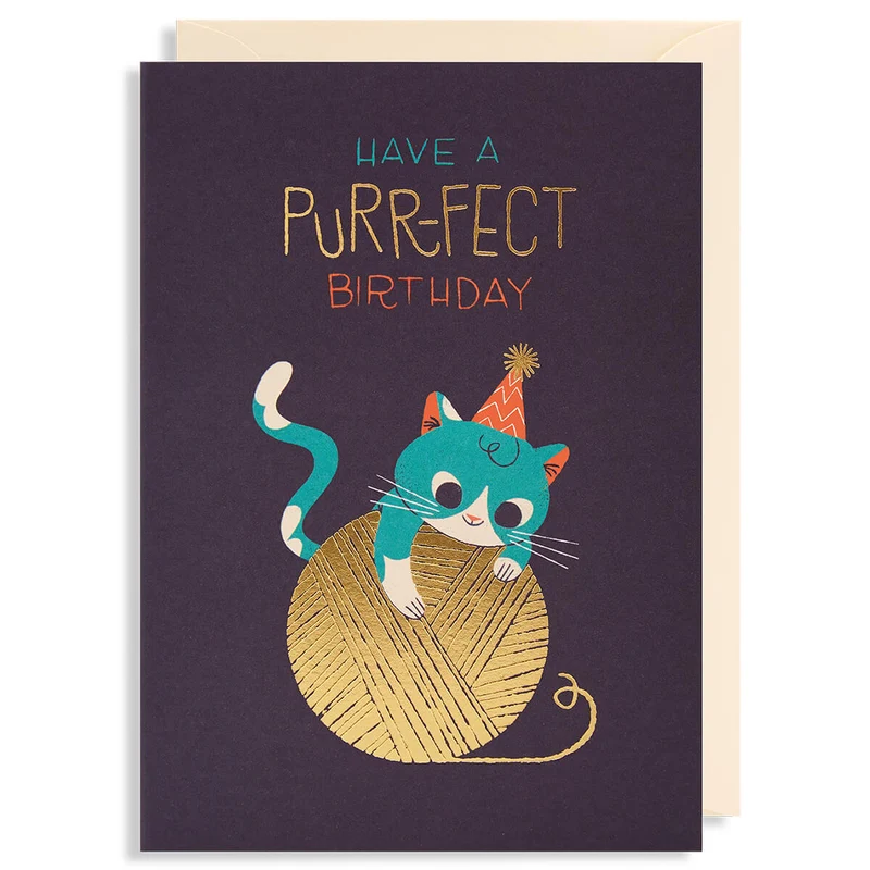 Have A Purr-fect Birthday Greetings Card by Lydia Nichols for Lagom Design