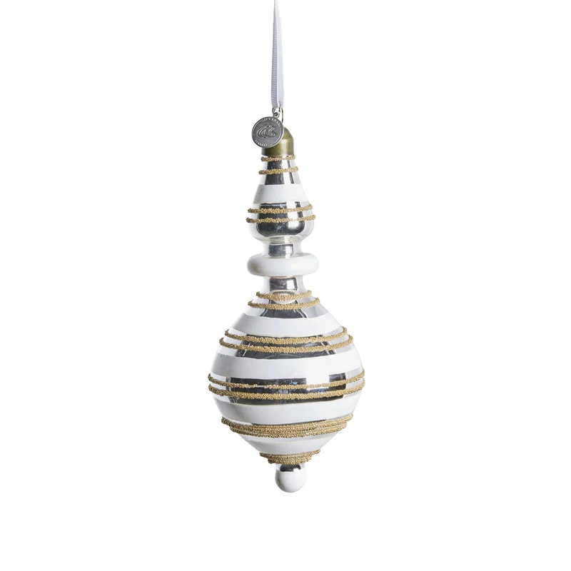 Stribille dekoration 16,1 cm. vit