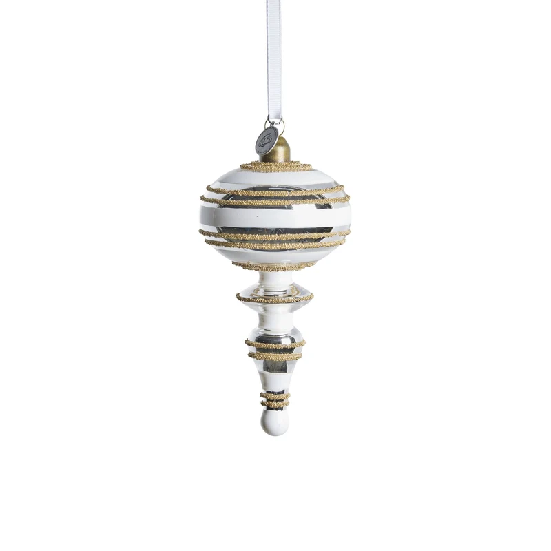Stribille dekoration 13,7 cm. vit
