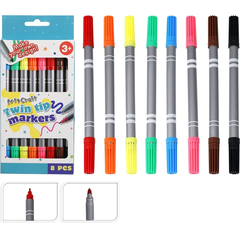 Dobbeltsidige tusjer 8 stk | Art & Craft