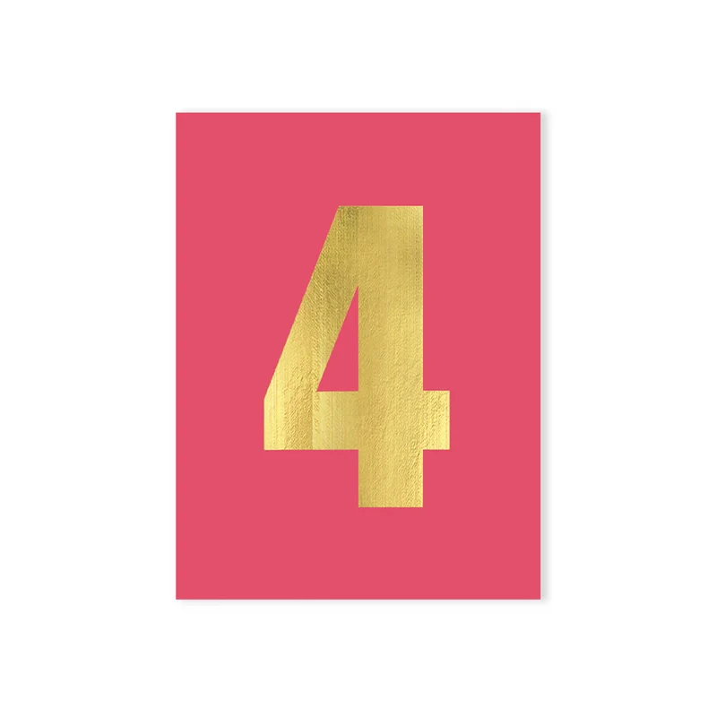 Age 4 Tiddly Birthday Greetings Card in Fuchsia by Kali Stileman Cards