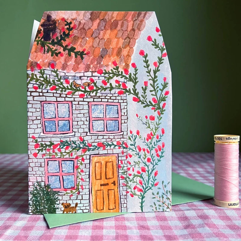 Blue House Dream Home Greetings Card by Laura Skilbeck Cards