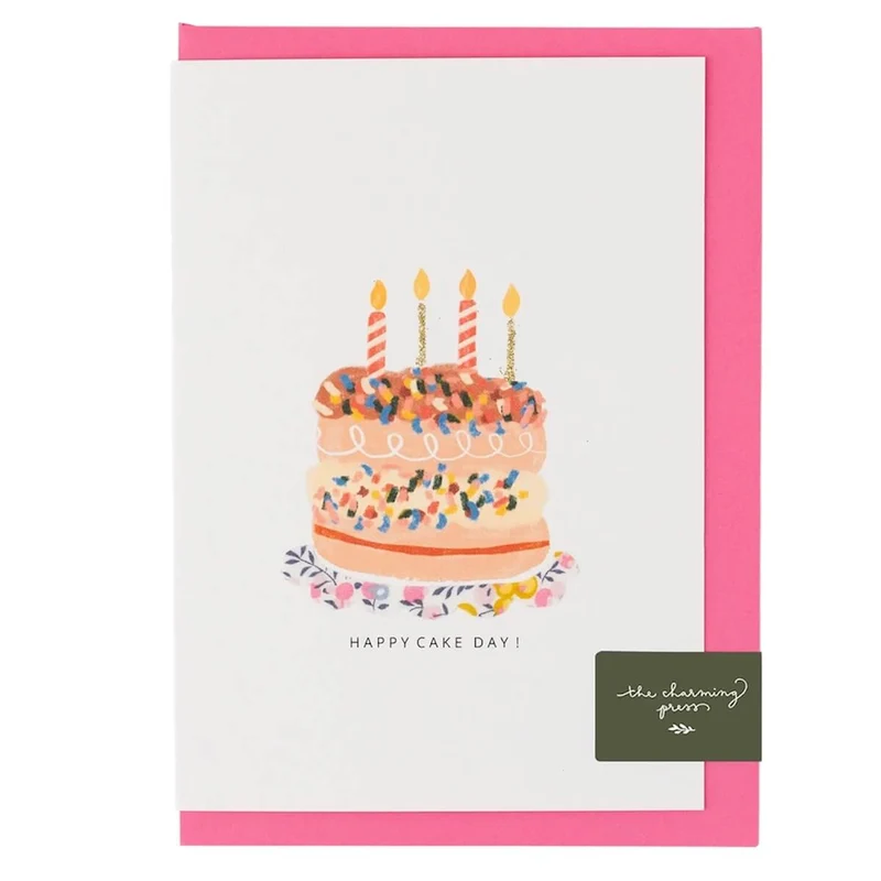 Liberty Cake Birthday Greetings Card in Wiltshire Bud Liberty Print by The Charming Press