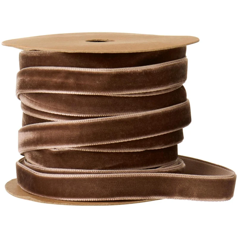 Velourband på spole 10 m chokladbrun