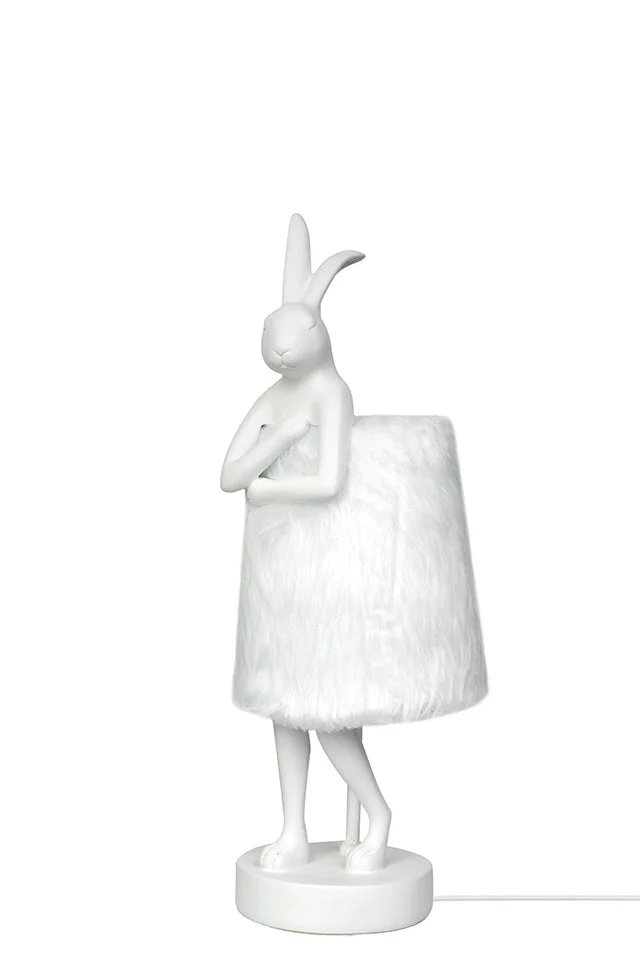 KARE bordslampa RABBIT FUR 50 cm vit