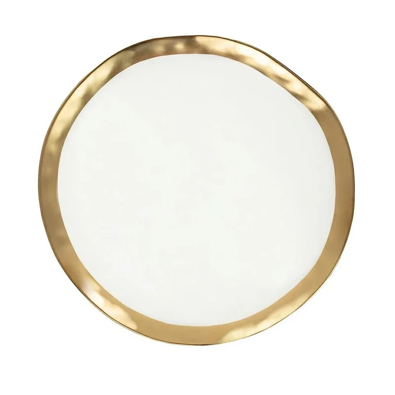 Tallrik KARE DESIGN - KLOKKE, 31 cm, vit/guld
