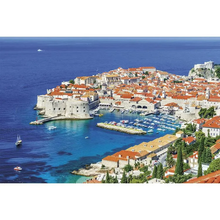 Pussel Vacker hamnstad vid Adriatiska havet Dubrovnik 1000 bitar YAM-10-1468