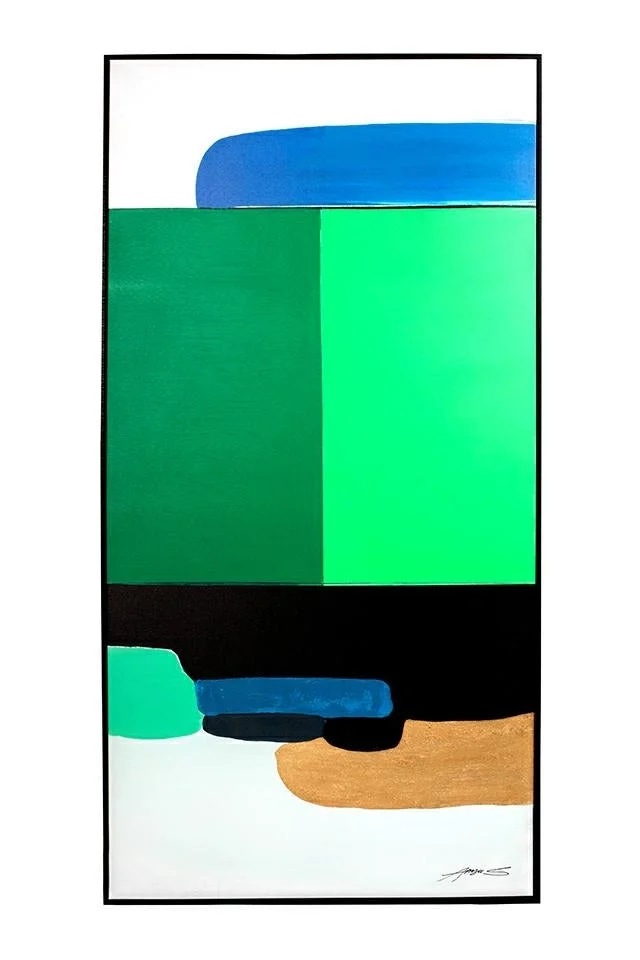 Tavla KARE DESIGN - ABSTRAKTE FORMER GRØN, 73x143 cm