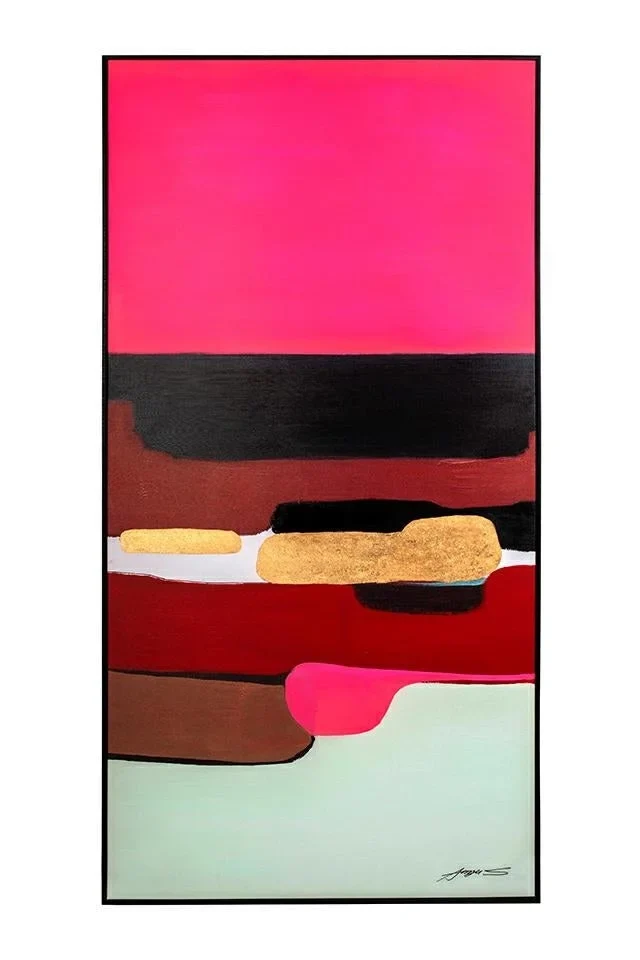 Tavla KARE DESIGN - ABSTRAKTE FORMER PINK, 73x143 cm