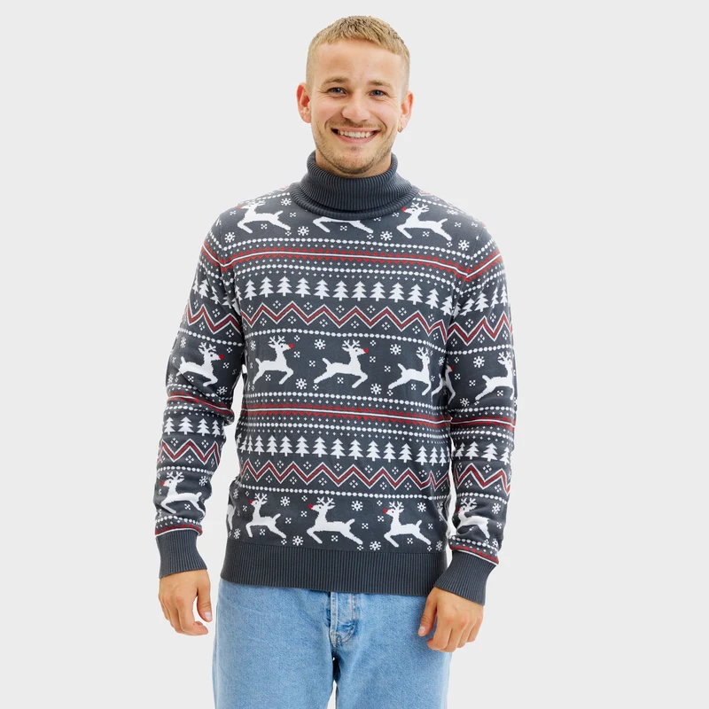 Den Stilede Highneck Julesweater - Herre.
