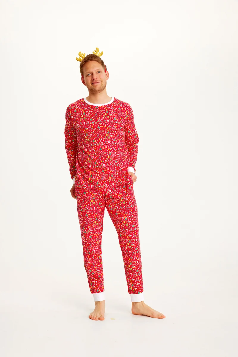 Den Julede Julepyjamas Rød - Herre.