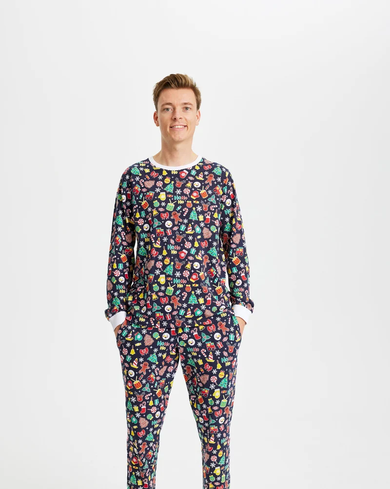 Den Julede Julepyjamas Blå - Herre.