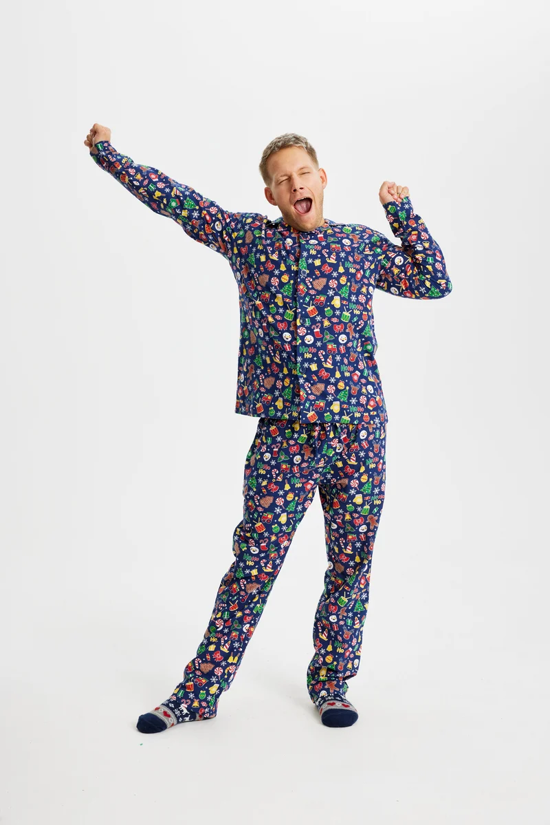 Crazy Julepyjamas Flannel Navy - Herre.