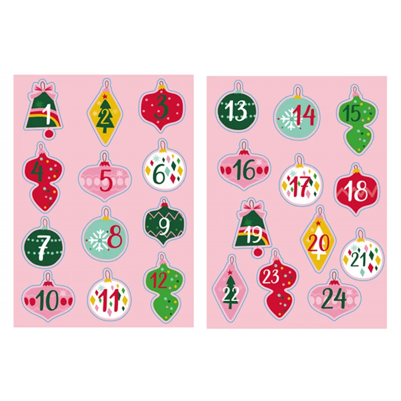 Klisterlappar för adventskalender numrerade 1-24