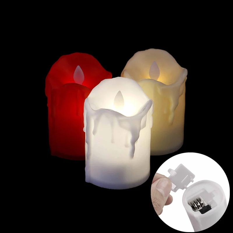 LED Battery Powered LED Candle Multicolor Lamp Simulation Color Flame Flashing Tea Light Home Wedding Birthday Party Decoration