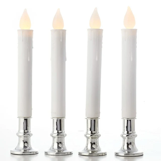 4 pcs Flickering Flameless LED Candle Light with Holder Wedding Dinner Party Decor Christmas LED Candle Lights Home Decoration
